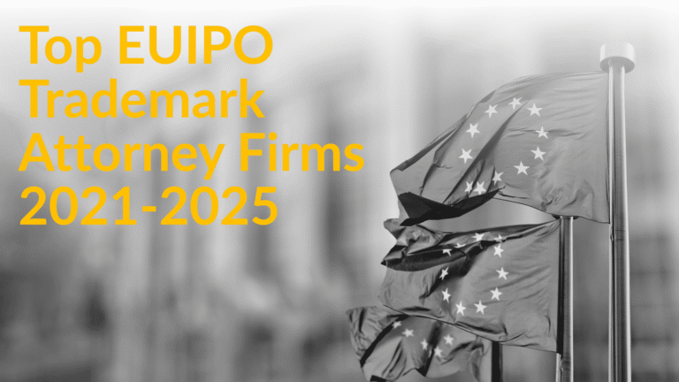 Report cover for Top EUIPO Trademark Attorney Firms 2021-2025 over European Union flags