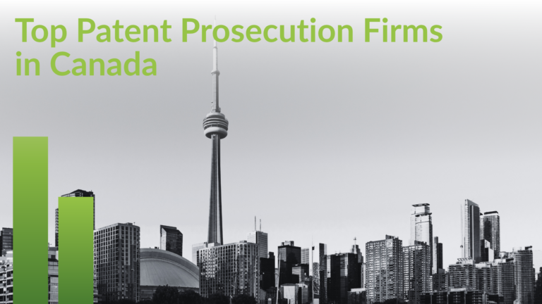 Top Patent Prosecution Firms in Canada banner over a black and white Toronto skyline and CN Tower