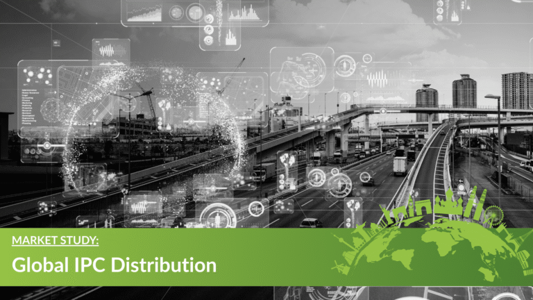 Market study title card reading Global IPC Distribution over a city road interchange