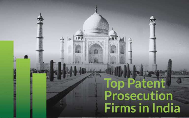 Title card reading Top Patent Prosecution Firms in India over a grayscale Taj Mahal