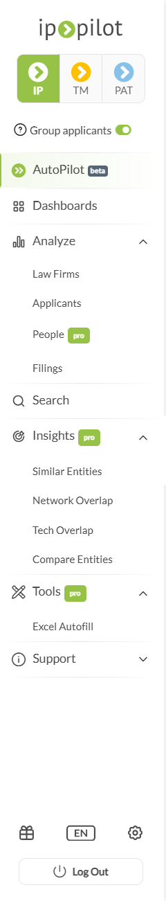 Der linke Navigationsbereich, mit ausgeklapptem Analyze, Insights und Tools