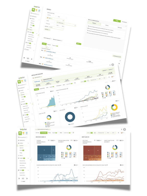 three screenshots of ip pilot interface